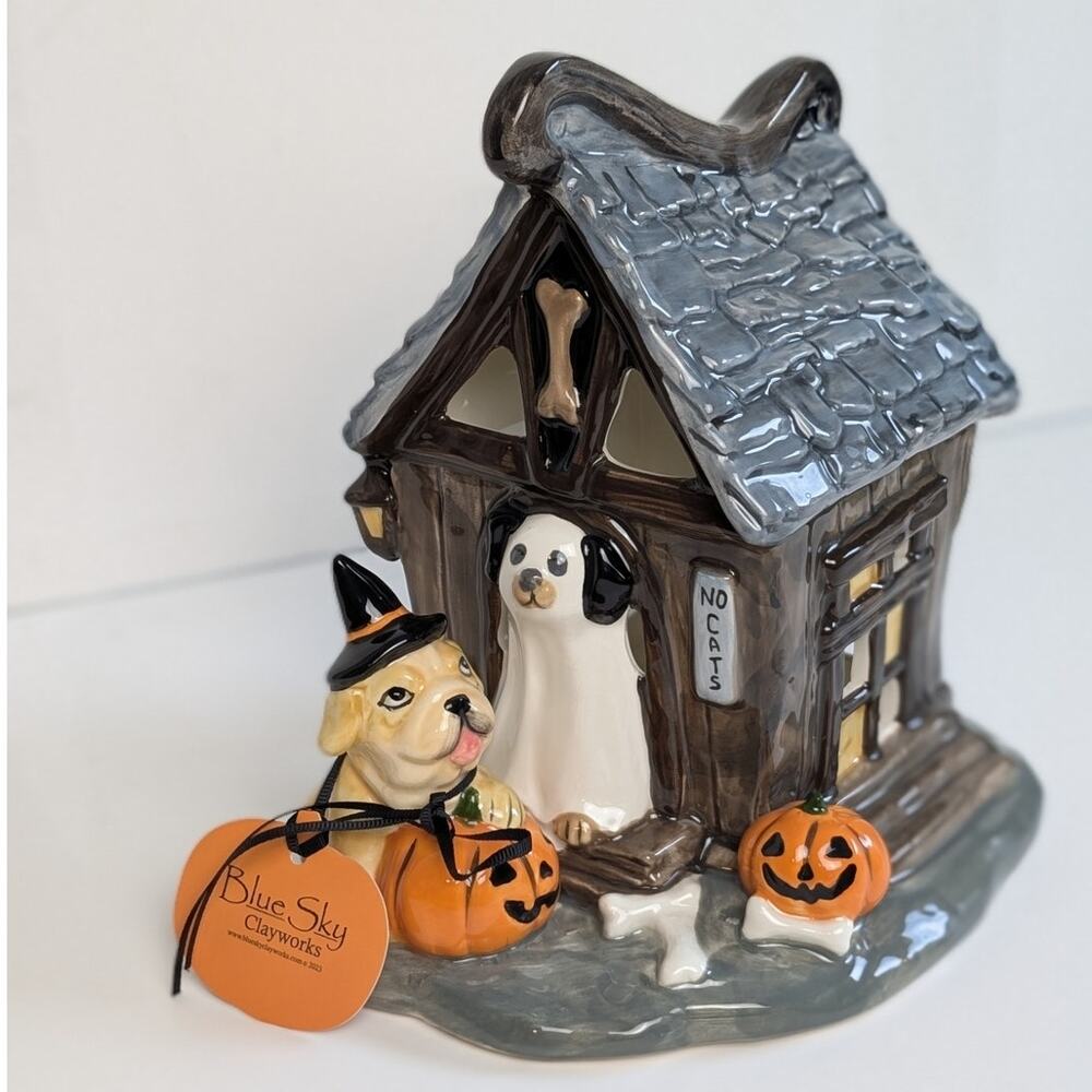Blue Sky Clayworks HALLOWEEN DOG HOUSE Tea Light Candle House 2026 Viral No Cats